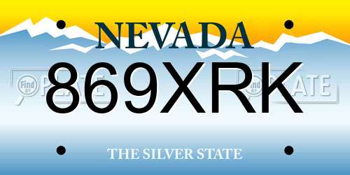 869XRK Nevada License Plate