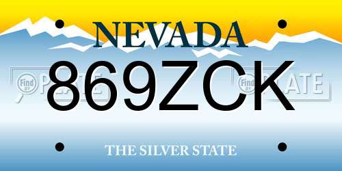 869ZCK Nevada License Plate