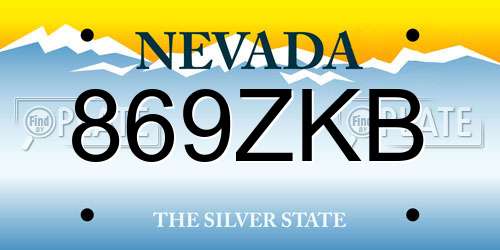 869ZKB Nevada License Plate