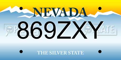 869ZXY Nevada License Plate