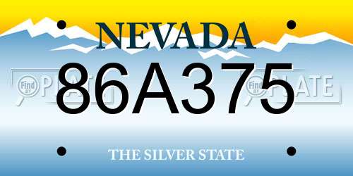 86A375 Nevada License Plate