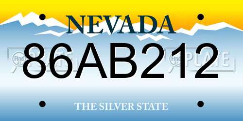 86AB212 Nevada License Plate