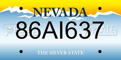 86AI637 Nevada License Plate