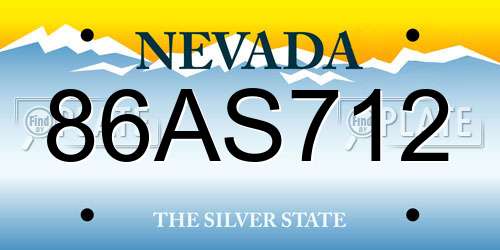 86AS712 Nevada License Plate
