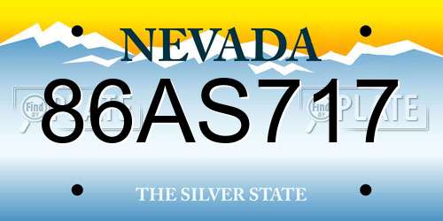 86AS717 Nevada License Plate