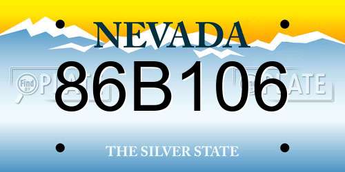 86B106 Nevada License Plate