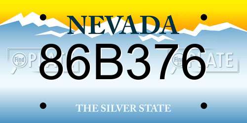 86B376 Nevada License Plate