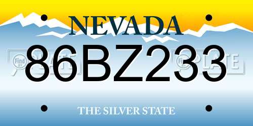 86BZ233 Nevada License Plate