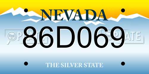 86D069 Nevada License Plate