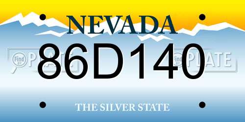 86D140 Nevada License Plate