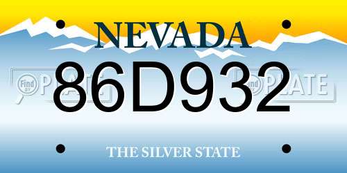86D932 Nevada License Plate