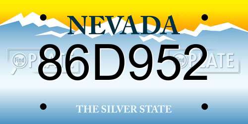 86D952 Nevada License Plate