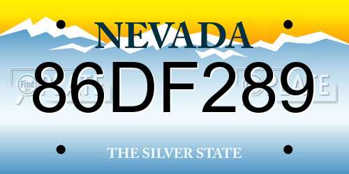 86DF289 Nevada License Plate