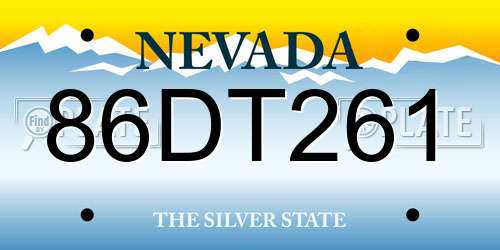86DT261 Nevada License Plate