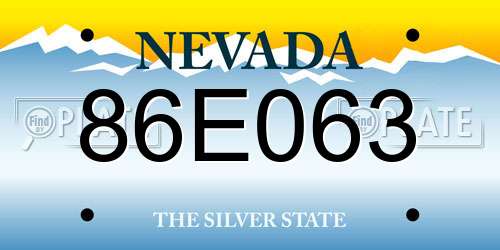 86E063 Nevada License Plate