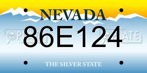 86E124 Nevada License Plate