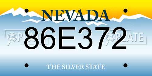 86E372 Nevada License Plate