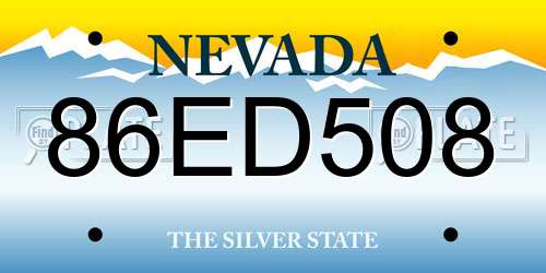 86ED508 Nevada License Plate
