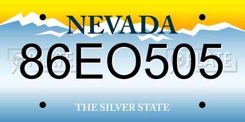 86EO505 Nevada License Plate