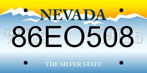 86EO508 Nevada License Plate