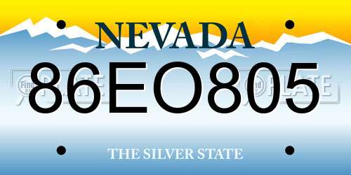 86EO805 Nevada License Plate