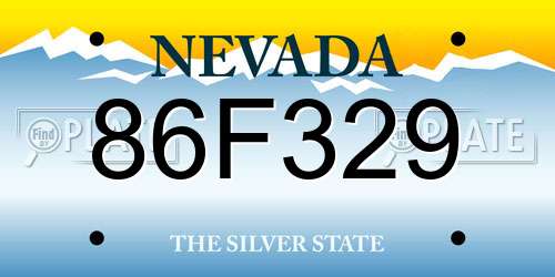 86F329 Nevada License Plate