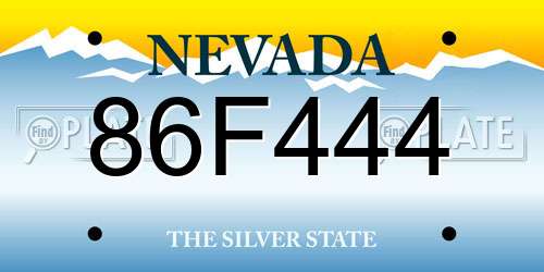 86F444 Nevada License Plate
