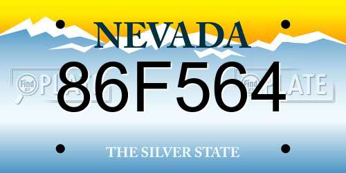 86F564 Nevada License Plate