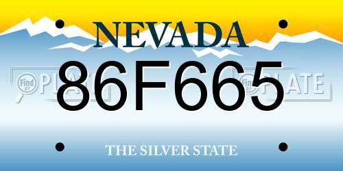 86F665 Nevada License Plate