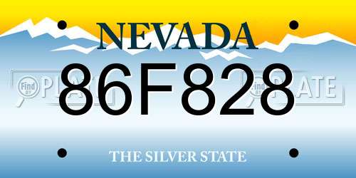 86F828 Nevada License Plate