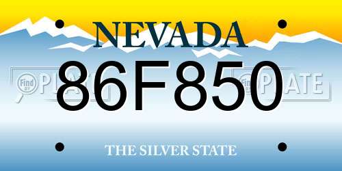 86F850 Nevada License Plate