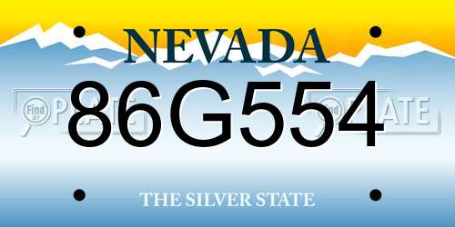 86G554 Nevada License Plate