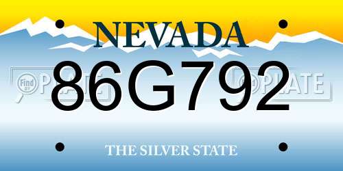 86G792 Nevada License Plate