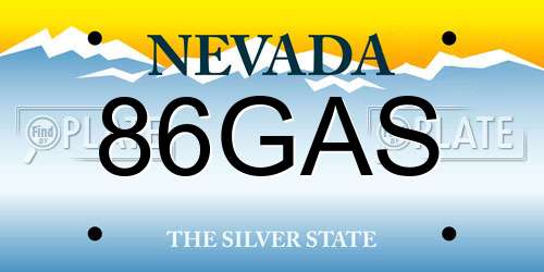 86GAS Nevada License Plate