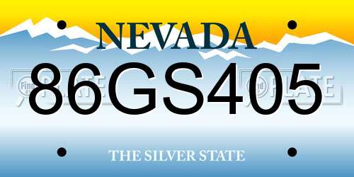 86GS405 Nevada License Plate