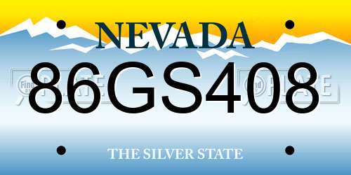 86GS408 Nevada License Plate