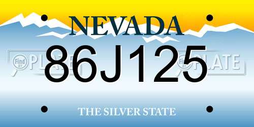 86J125 Nevada License Plate
