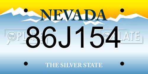 86J154 Nevada License Plate