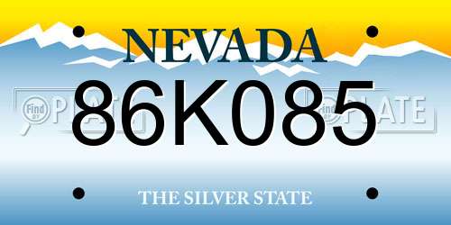 86K085 Nevada License Plate