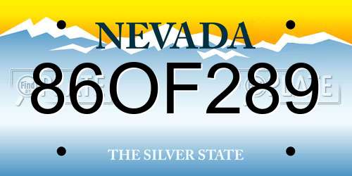 86OF289 Nevada License Plate
