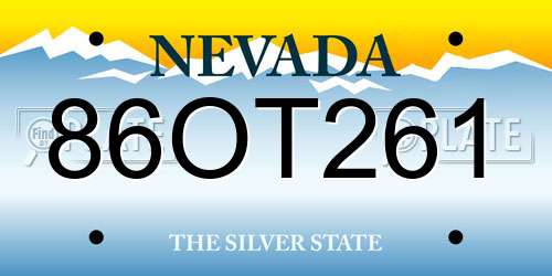 86OT261 Nevada License Plate