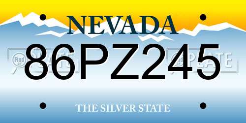 86PZ245 Nevada License Plate