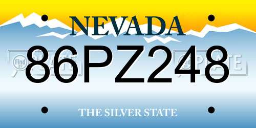 86PZ248 Nevada License Plate