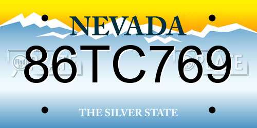 86TC769 Nevada License Plate