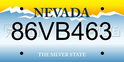 86VB463 Nevada License Plate
