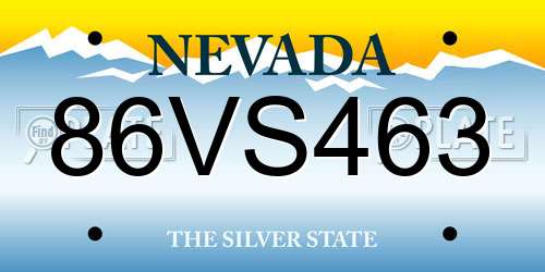 86VS463 Nevada License Plate