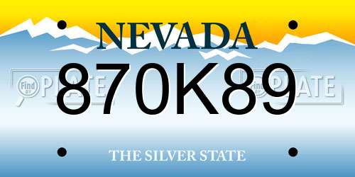 870K89 Nevada License Plate