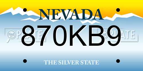 870KB9 Nevada License Plate