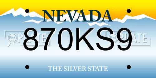 870KS9 Nevada License Plate
