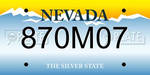 870M07 Nevada License Plate